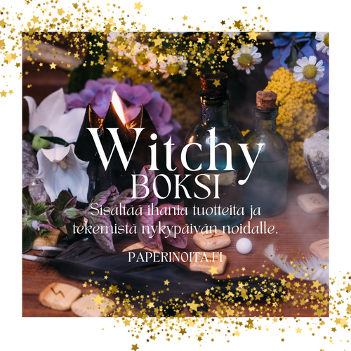 Witchy Boksi - Nykypäivän noidalle - Maaginen, Magia, Magical, Moderni noita, Mysteeriboksi, Mystical, Noituus, Nykypäivän noita, Ylläri, Yllärit, Yllätysboksi, Yllätyspakkaus - Paperinoita